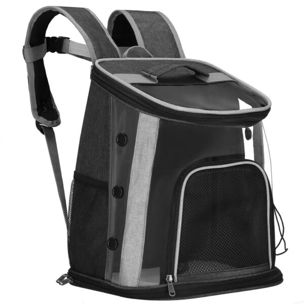 Rucsac transport animale talie mica-medie, maxim 15 kg, buzunare laterale, 38x34x26 cm, negru - imagine 4