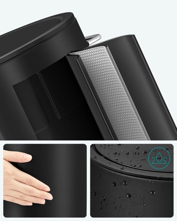 SONGMICS Cos de gunoi pentru baie, cu pedala si soft-close, 3 litri, negru - imagine 4
