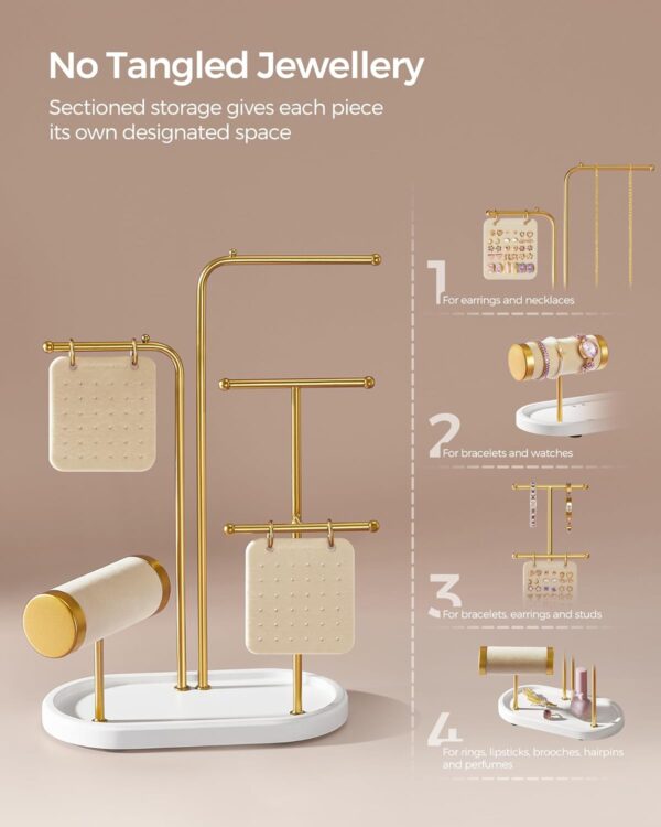 SONGMICS Stand suport pentru depozitare si expunere bijuterii, otel, 11x20x32 cm, auriu - imagine 4