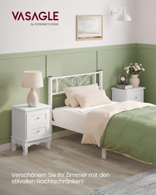 VASAGLE Set de 2 noptiere din MDF, cu sertare, 39x31x53 cm, alb - imagine 4