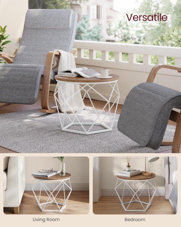 VASAGLE Set de 2 mese de cafea rotunde, cadru otel si blat detasabil, 40cm si 50cm, alb si maro - imagine 4
