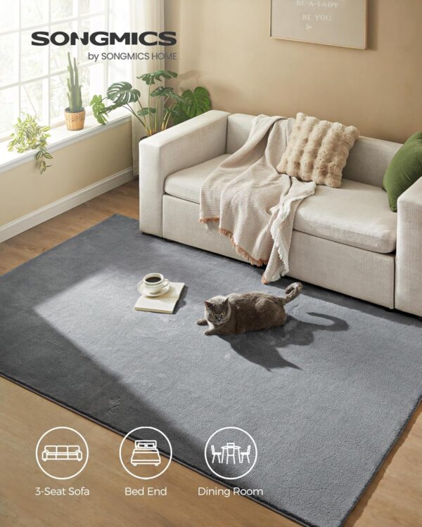 SONGMICS Covor decorativ antiderapant, lavabil la masina, 160×230 cm, gri - imagine 5