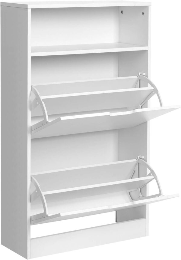 VASAGLE Dulap pantofi cu 3 usi rabatabile, pentru 8-12 perechi, 60x24x102 cm, alb - imagine 5