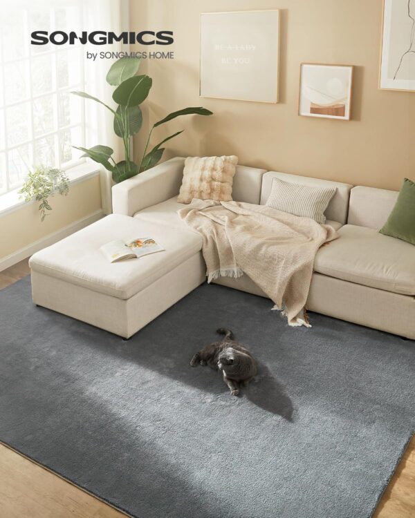 SONGMICS Covor decorativ antiderapant, lavabil la masina, 200×290 cm, gri - imagine 5