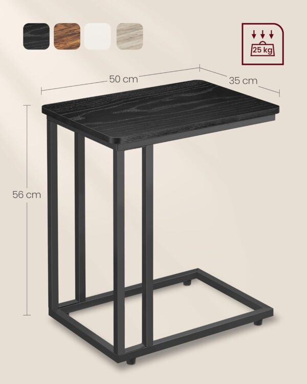 VASAGLE Masuta de cafea, cu cadru de otel si roti, stil industrial, 35x50x60 cm, negru - imagine 5