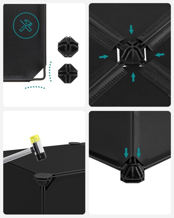SONGMICS Dulap de depozitare pantofi modular, configurabil cu 10 compartimente, 43x31x173 cm, negru - imagine 5