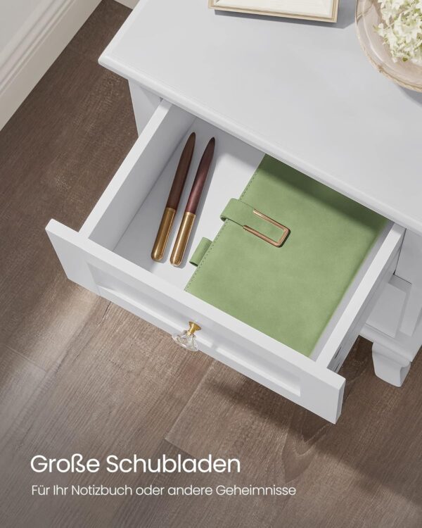 VASAGLE Set de 2 noptiere din MDF, cu sertare, 39x31x53 cm, alb - imagine 5
