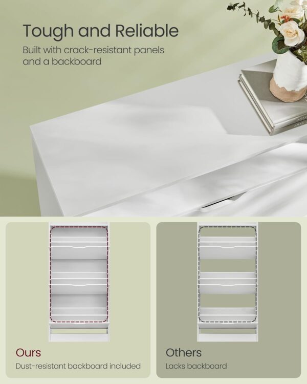 VASAGLE Dulap pantofi cu 3 usi rabatabile, pentru 14-18 perechi, 60x24x130 cm, alb - imagine 6