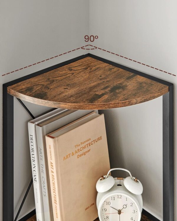 VASAGLE Biblioteca de colt cu 5 etaje, cadru metalic, stil industrial, 30x30x160 cm, maro rustic - imagine 6