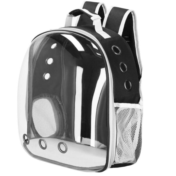 Rucsac transport animale talie mica-medie, maxim 12 kg, hublou panoramic transparent, buzunare laterale, gri - imagine 6