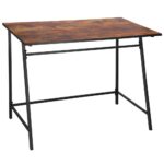 Birou tip masa laterala, cu cadru din otel, 50x100x76 cm, industrial, maro