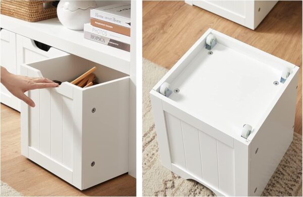 VASAGLE Comoda cu spatiu depozitare jucarii, 3 dulapuri mobile, 102x30x60 cm, alb - imagine 6