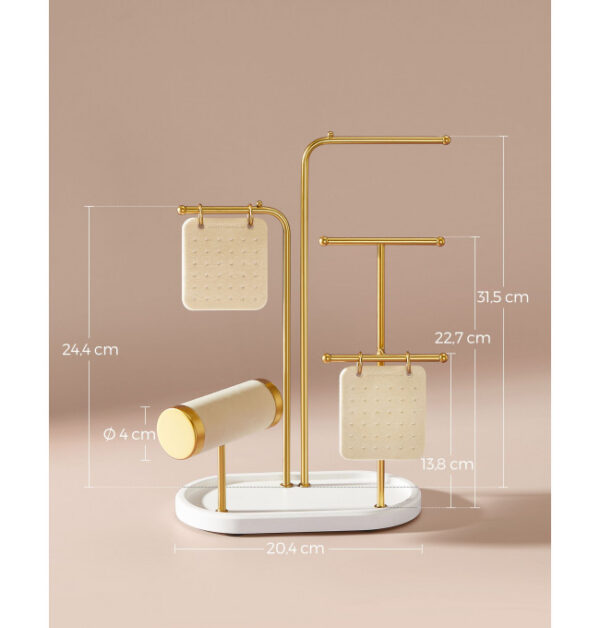 SONGMICS Stand suport pentru depozitare si expunere bijuterii, otel, 11x20x32 cm, auriu - imagine 6