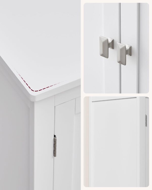 VASAGLE Dulap de baie, din MDF, cu 2 compartimente si 4 usi, rafturi reglabile, 30x60x110cm, alb - imagine 6