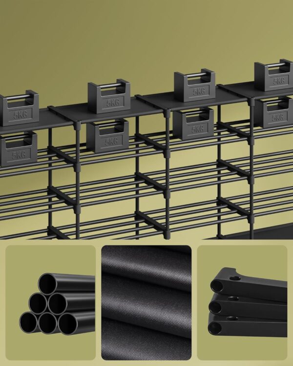 SONGMICS Raft pentru pantofi metalic, personalizabil, pana la 48 perechi, 30x129x158 cm, negru - imagine 6