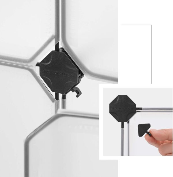 SONGMICS Unitate de depozitare cu 12 cuburi, pentru pantofi sau haine, personalizabil, 31x93x123 cm, alb transparent - imagine 7