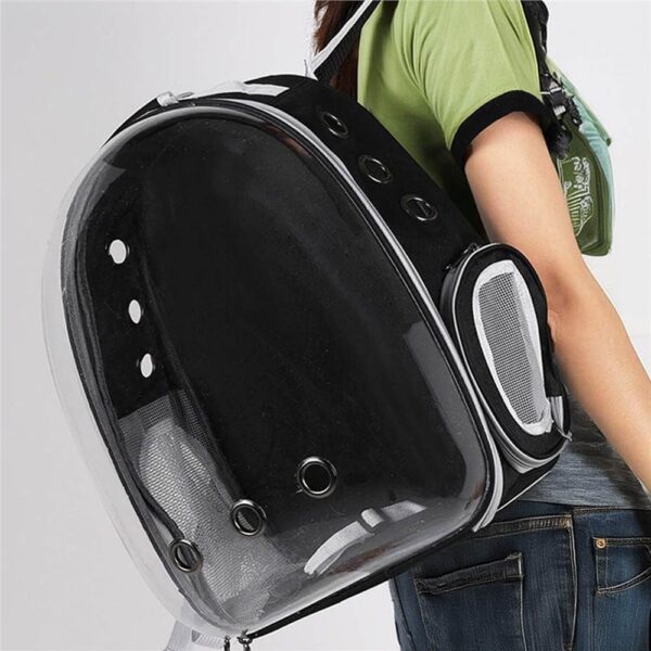 Rucsac transport animale talie mica-medie, maxim 12 kg, hublou panoramic transparent, buzunare laterale, gri - imagine 7