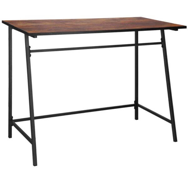 Birou tip masa laterala, cu cadru din otel, 50x100x76 cm, industrial, maro - imagine 7