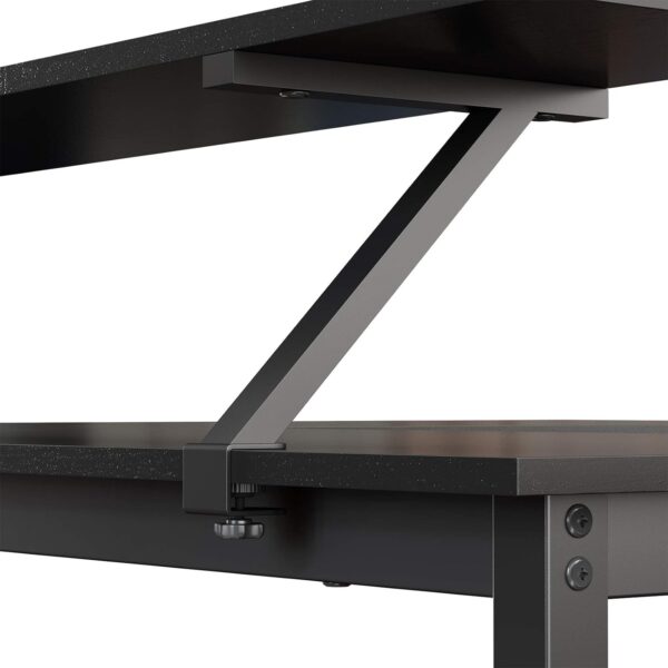 VASAGLE Birou in forma de L cu suport pentru monitor, cadru metalic, 140x130x76cm, negru - imagine 7