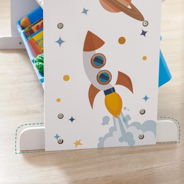 SONGMICS Raft de depozitare jucarii, 16 cutii detasabile din plastic, 89x27x106cm, alb - imagine 7