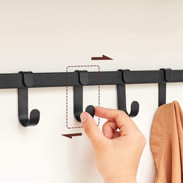 VASAGLE Cuier de perete cu raft de depozitare, 5 carlige, 30x80x27 cm, maro rustic - imagine 7