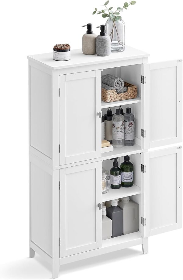 VASAGLE Dulap de baie, din MDF, cu 2 compartimente si 4 usi, rafturi reglabile, 30x60x110cm, alb - imagine 7