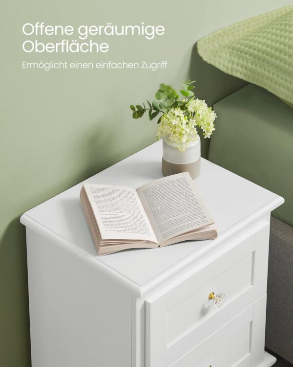 VASAGLE Set de 2 noptiere din MDF, cu sertare, 39x31x53 cm, alb - imagine 7