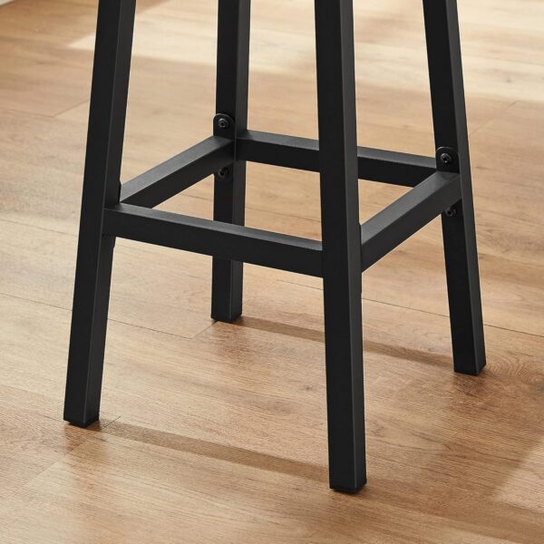 VASAGLE Set 2 scaune bar inalte, sezut rotund, cadru din otel, inaltime 65 cm, stil industrial, gri - imagine 7