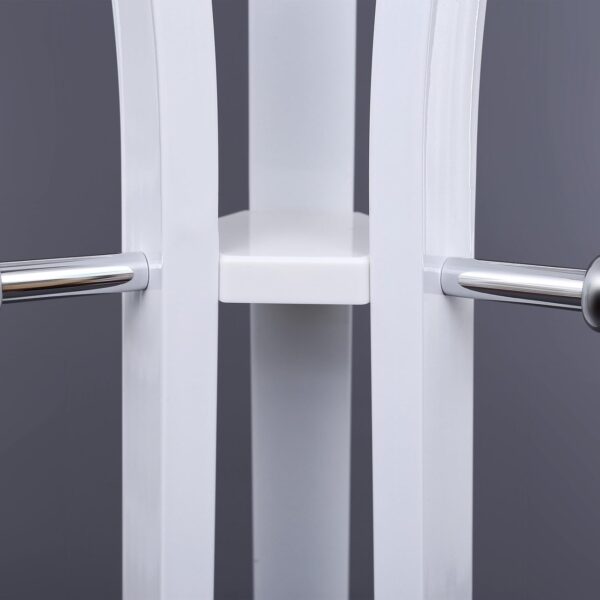 SONGMICS Cuier metalic 176x50x50 cm, cu 9 carlige, otel vopsit si plastic ABS, alb - imagine 7