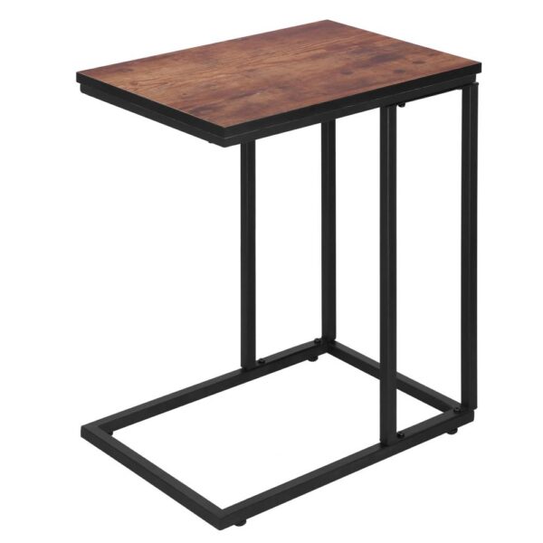 Masuta de cafea, cu cadru de otel si roti, industrial, 35x50x66 cm, maro wenge - imagine 17