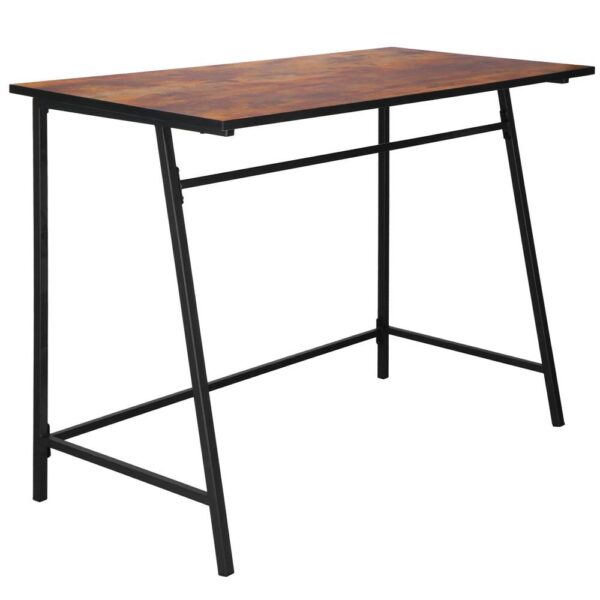 Birou tip masa laterala, cu cadru din otel, 50x100x76 cm, industrial, maro - imagine 8