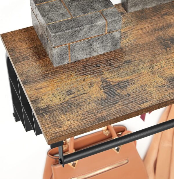 VASAGLE Cuier de perete cu raft de depozitare, 5 carlige, 30x80x27 cm, maro rustic - imagine 8