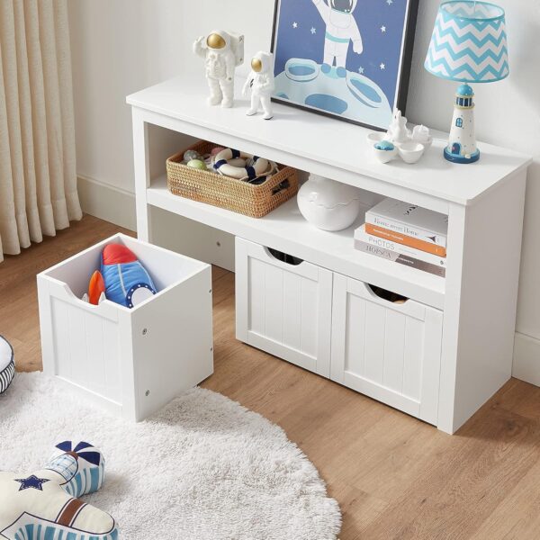 VASAGLE Comoda cu spatiu depozitare jucarii, 3 dulapuri mobile, 102x30x60 cm, alb - imagine 8