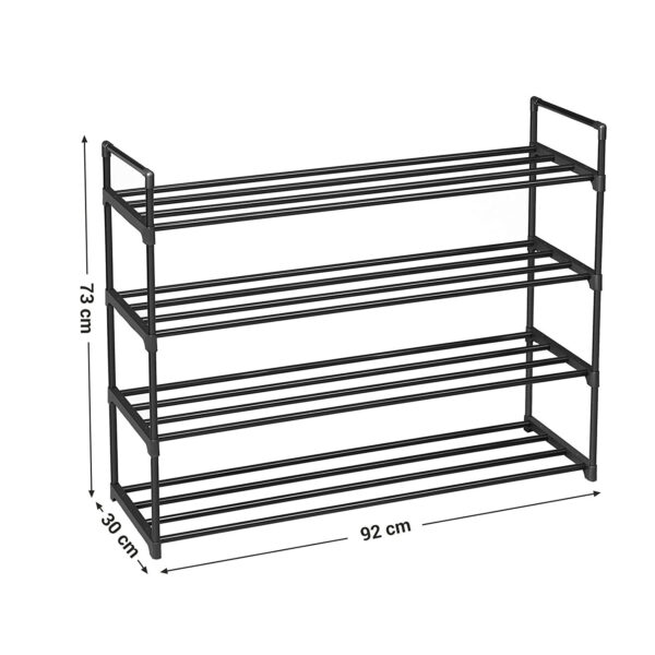 SONGMICS Suport pentru pantofi cu 4 nivele, structura metalica, pentru 16-20 perechi, 92x30x74 cm, negru - imagine 8