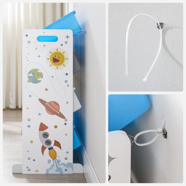 SONGMICS Raft de depozitare jucarii, 16 cutii detasabile din plastic, 89x27x106cm, alb - imagine 9