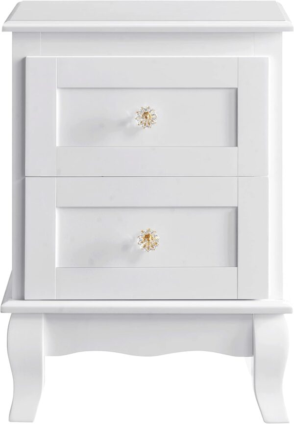 VASAGLE Set de 2 noptiere din MDF, cu sertare, 39x31x53 cm, alb - imagine 9
