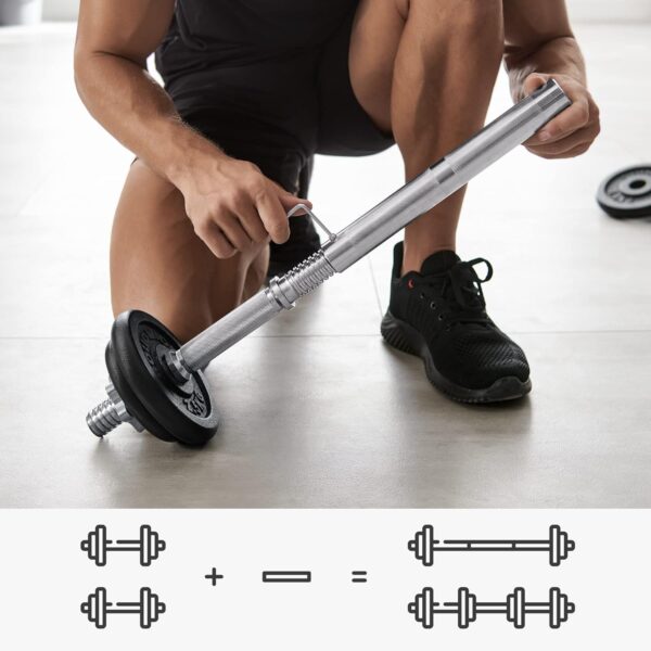 SONGMICS Set gantere si haltera reglabile, integral din otel, 20kg - imagine 10