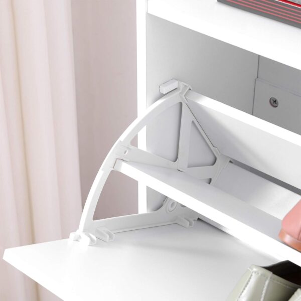 VASAGLE Dulap pantofi cu 3 usi rabatabile, pentru 8-12 perechi, 60x24x102 cm, alb - imagine 9