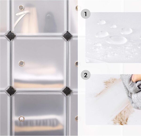 SONGMICS Unitate de depozitare cu 12 cuburi, pentru pantofi sau haine, personalizabil, 31x93x123 cm, alb transparent - imagine 9