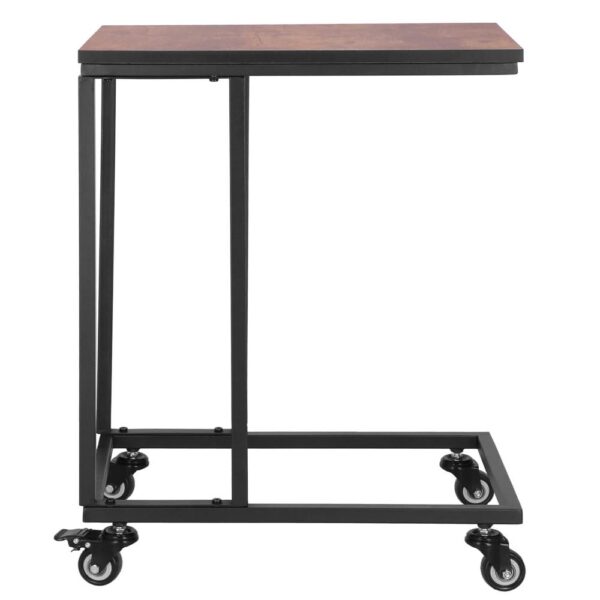 Masuta de cafea, cu cadru de otel si roti, industrial, 35x50x66 cm, maro wenge - imagine 8