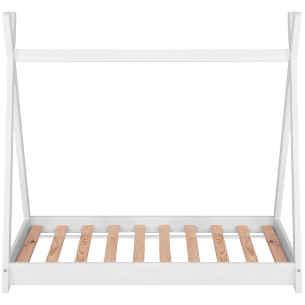 Pat din lemn pentru copii, model TeePee, somiera inclusa, 61x146x130 cm, alb - imagine 8