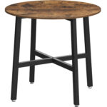 VASAGLE Masa rotunda de bucatarie sau living, stil industrial, 80 x 75 cm (diametru x inaltime), maro rustic