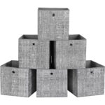SONGMICS Set 6 cutii de depozitare, pliabile, din material textil, 30x30x30 cm, gri