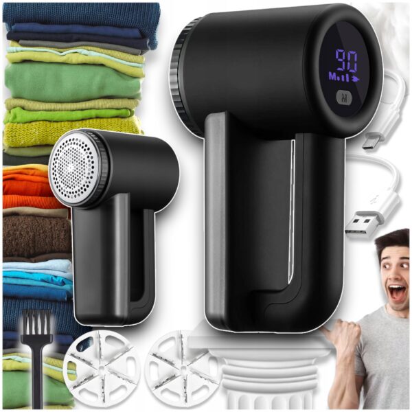 Aparat de curatat scame, 3 trepte, afisaj LCD, incarcare USB, pentru toate tipurile tesaturi - imagine 2