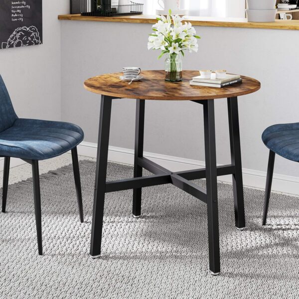 VASAGLE Masa rotunda de bucatarie sau living, stil industrial, 80 x 75 cm (diametru x inaltime), maro rustic - imagine 4