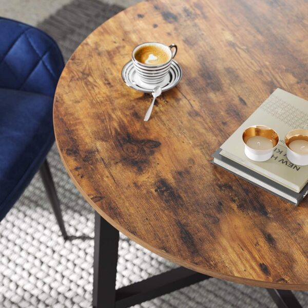 VASAGLE Masa rotunda de bucatarie sau living, stil industrial, 80 x 75 cm (diametru x inaltime), maro rustic - imagine 5
