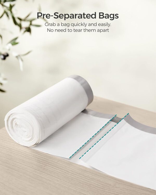 SONGMICS Saci de gunoi pentru cosuri de bucatarie de 30 litri, pre-separate, 90 bucati, alb - imagine 5