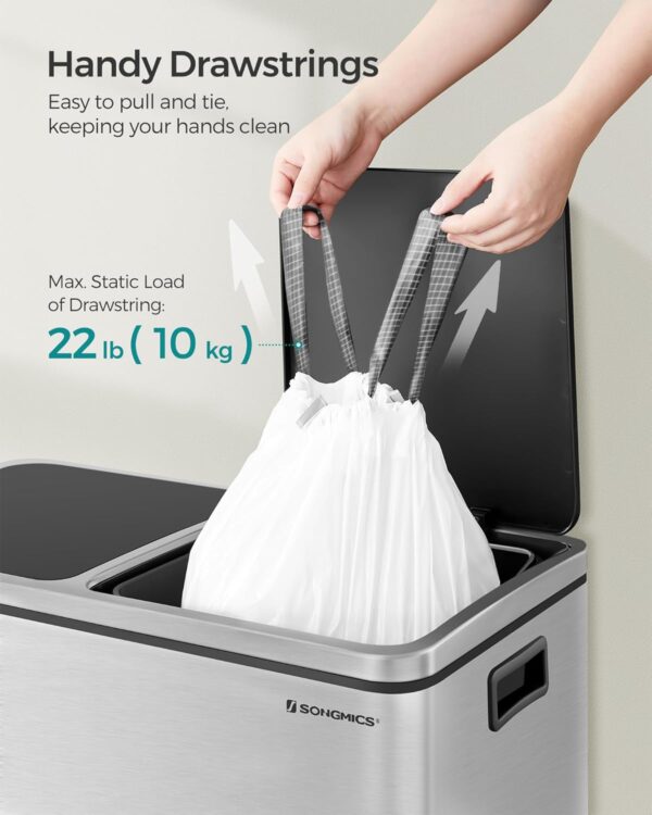 SONGMICS Saci de gunoi pentru cosuri de bucatarie de 30 litri, pre-separate, 90 bucati, alb - imagine 6