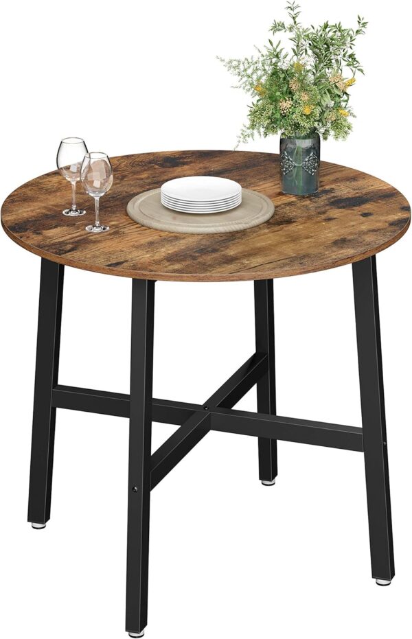 VASAGLE Masa rotunda de bucatarie sau living, stil industrial, 80 x 75 cm (diametru x inaltime), maro rustic - imagine 7