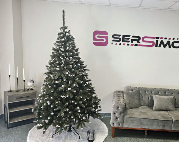 Brad artificial Christmas Deluxe by Sersimo, WhiteBerry, 2D, 220cm - imagine 7